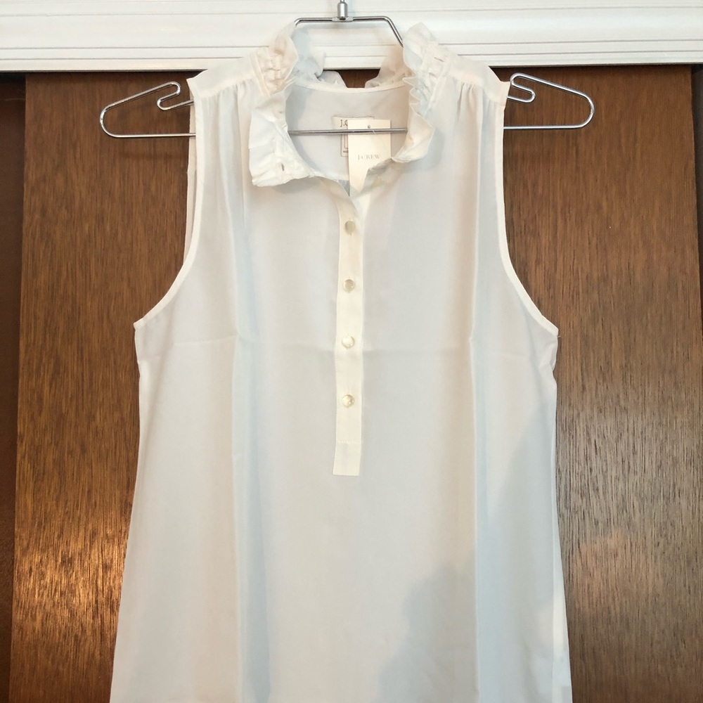 Ruffle neck ivory J. Crew Factory sleeveless top
